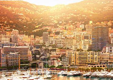 The sun setting over Monte Carlo's harbour