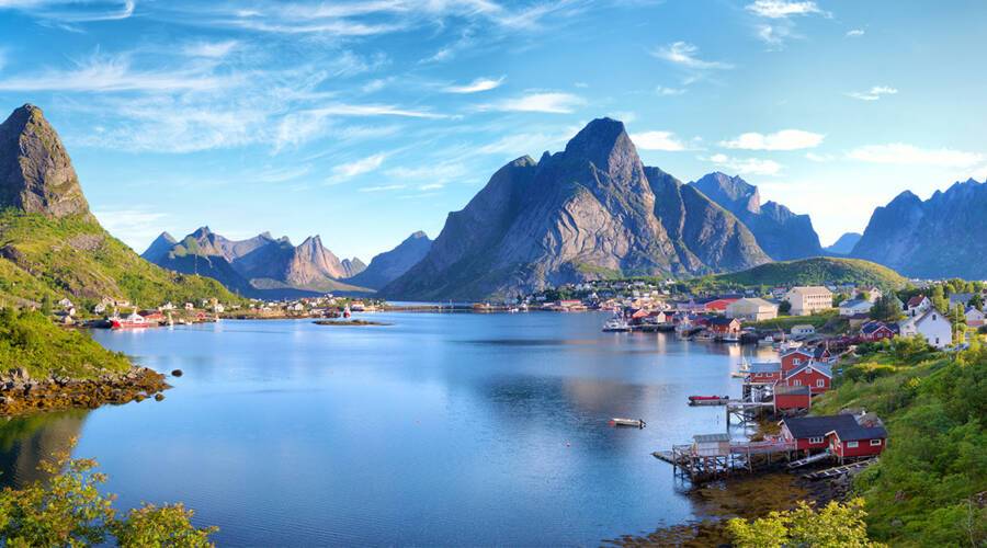 A panoramic view of Reine, Norway