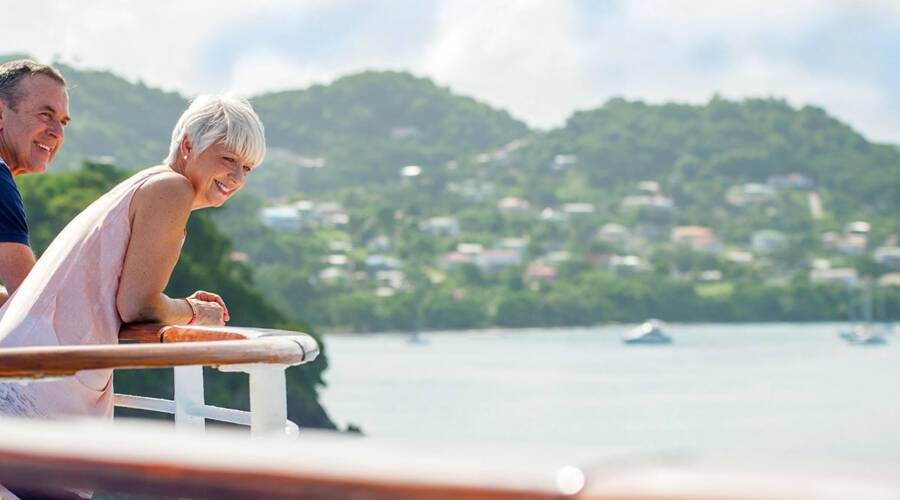 A couple looking out at sea