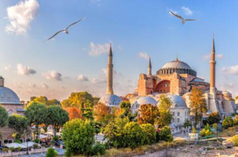 Panoramic image of Hagia Sophia in Istanbul
