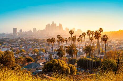 Panoramic view of Los Angeles at sunrise