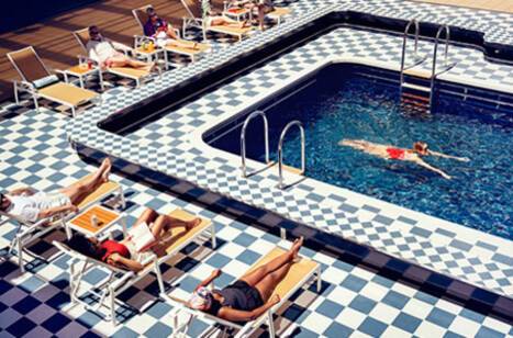 A woman swimming in a pool