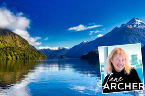 Panoramic image of Milford Sound in New Zealand