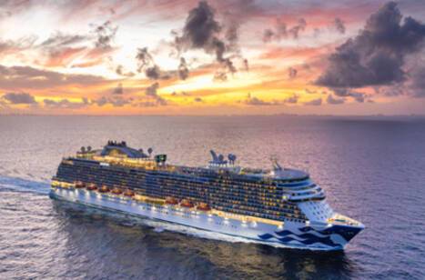 Sky Princess at sea during sunset