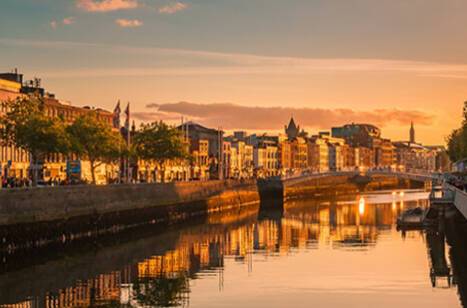 A panoramic view of Dublin at dusk