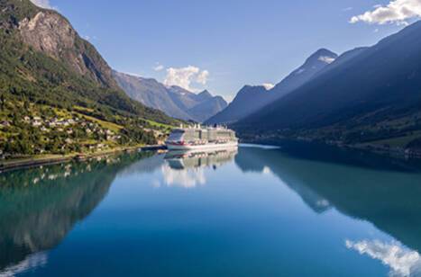 Iona docked in Olden, Norway