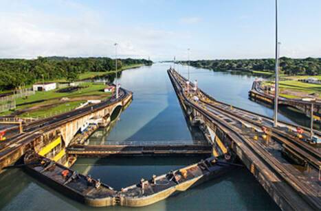 The view of the Panama Canal from a lock