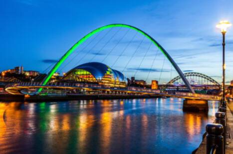 Gateshead Millennium Bridge in Newcastle at sundown