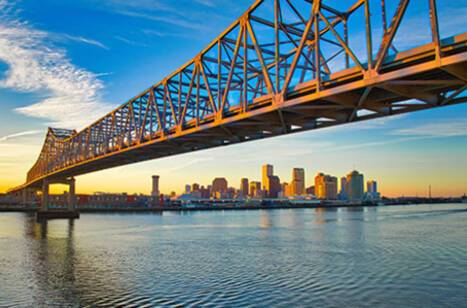 Crescent City Connection Bridge over the Mississippi River in New Orleans