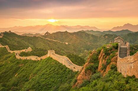 A panoramic view of the Great Wall of China
