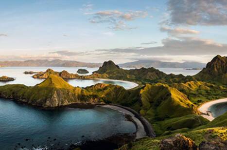 Landscape view from the top of Padar Island in the Komodo Islands, Flores, Indonesia