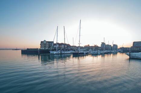The entrance to Ocean Village harbour in Southampton