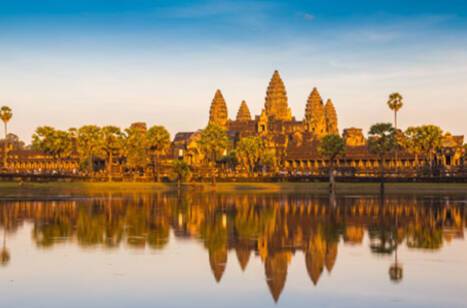 Panoramic image of Angkor Wat in Siem Reap, Cambodia