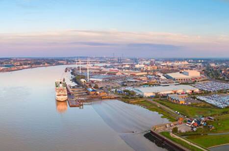 An aerial view of London Tilbury Cruise Terminal