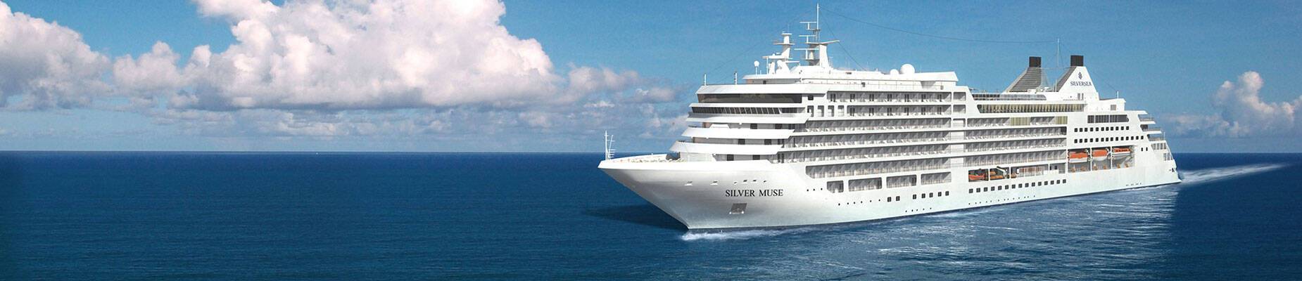 Panoramic image of Silver Muse at sea