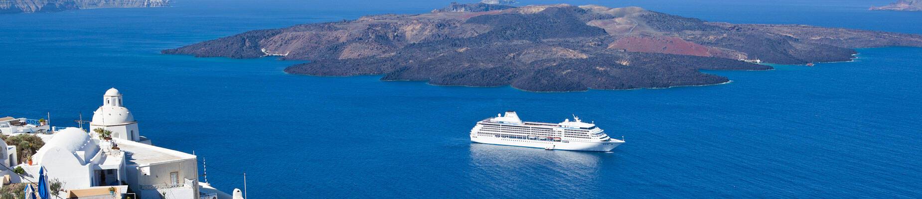 Close-up image of Seven Seas Voyager at sea