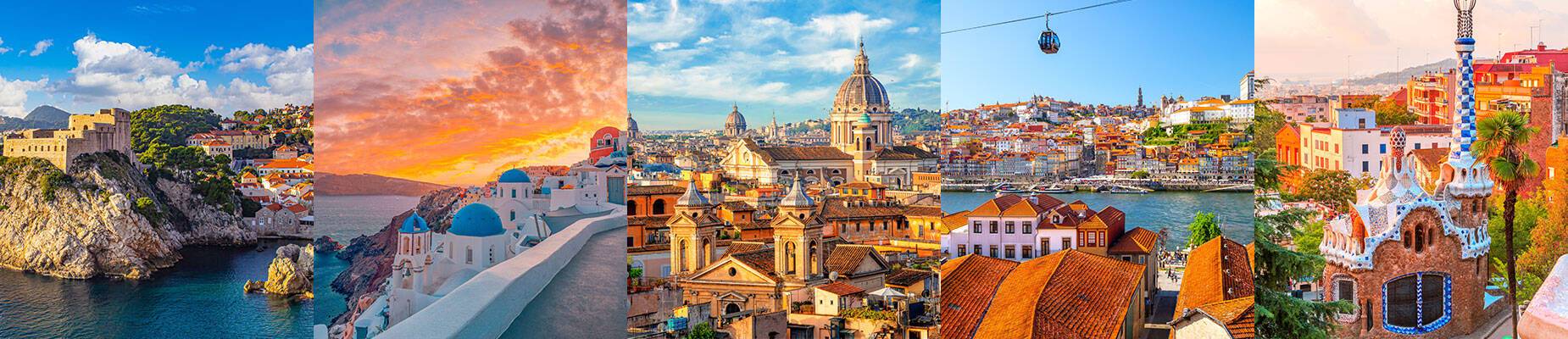 A collage of images of Mediterranean cities