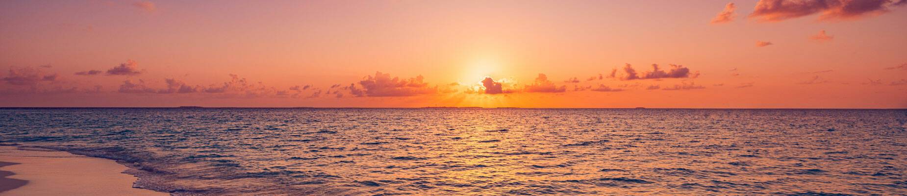 Panoramic image of sunset over the horizon