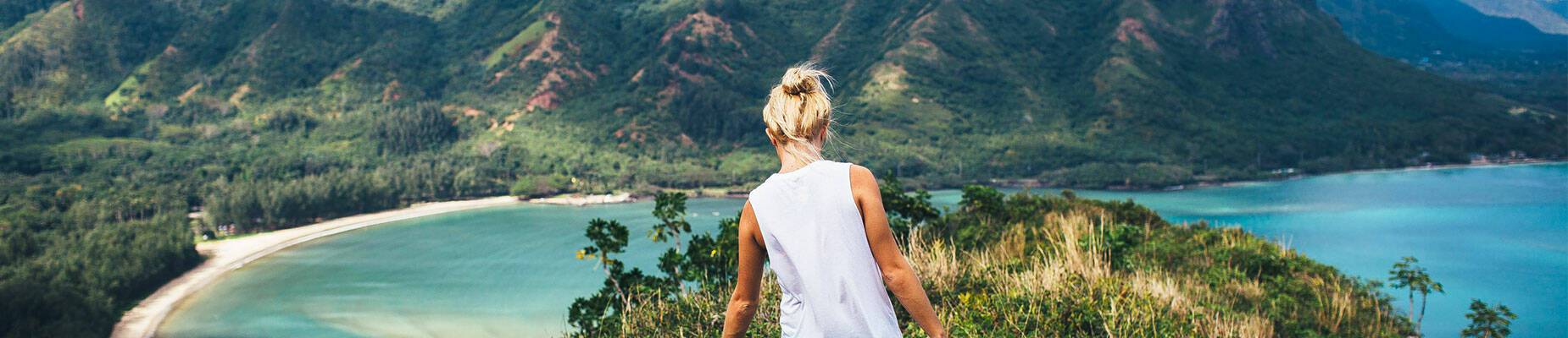 Woman on a hike through Hawaii