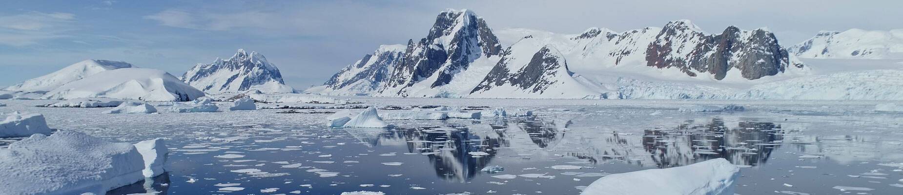 A panoramic image of Antarctica