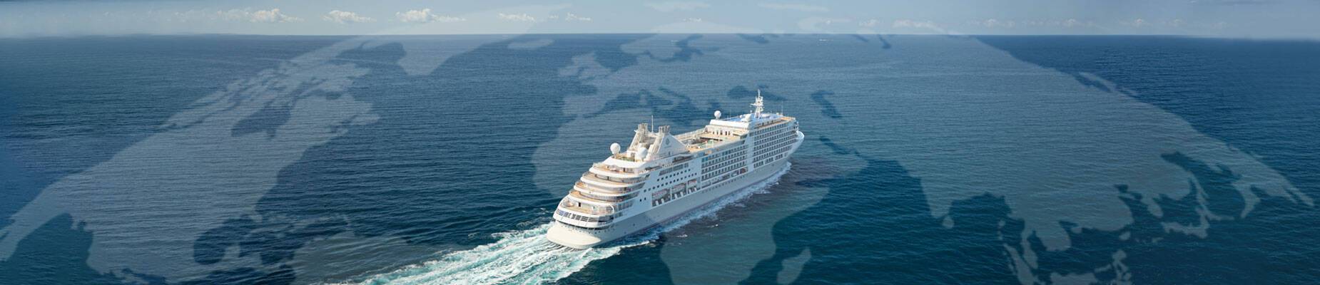 Panoramic image of Silver Dawn at sea