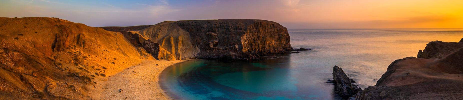 Sunset over beach in Lanzarote