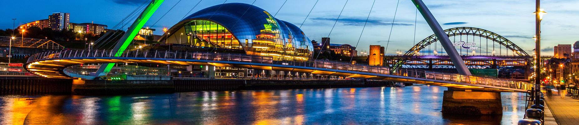 Gateshead Millennium Bridge in Newcastle at sundown