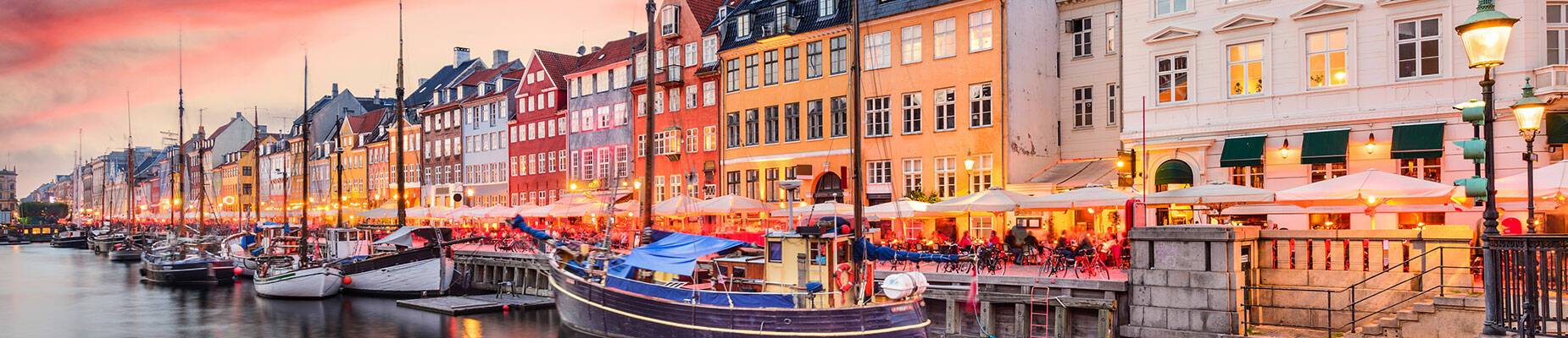 A panoramic view of Copenhagen at dusk