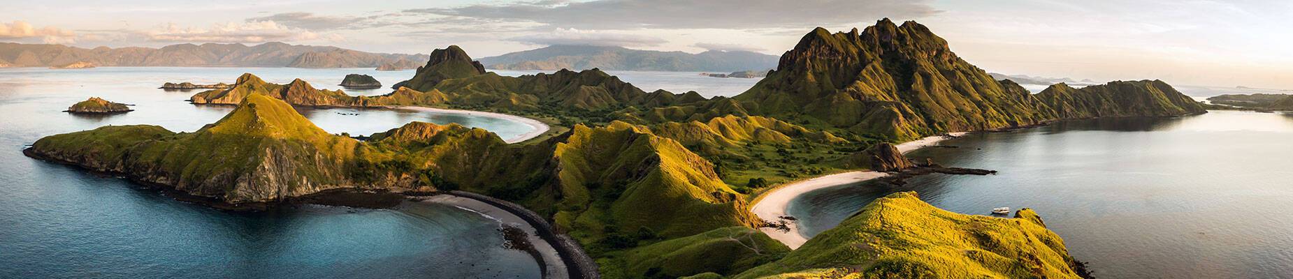 Landscape view from the top of Padar Island in the Komodo Islands, Flores, Indonesia