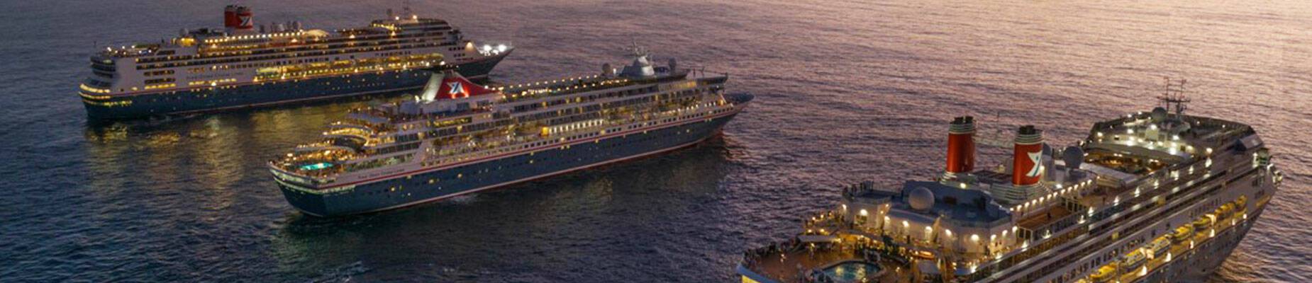 Three cruise ships at sea