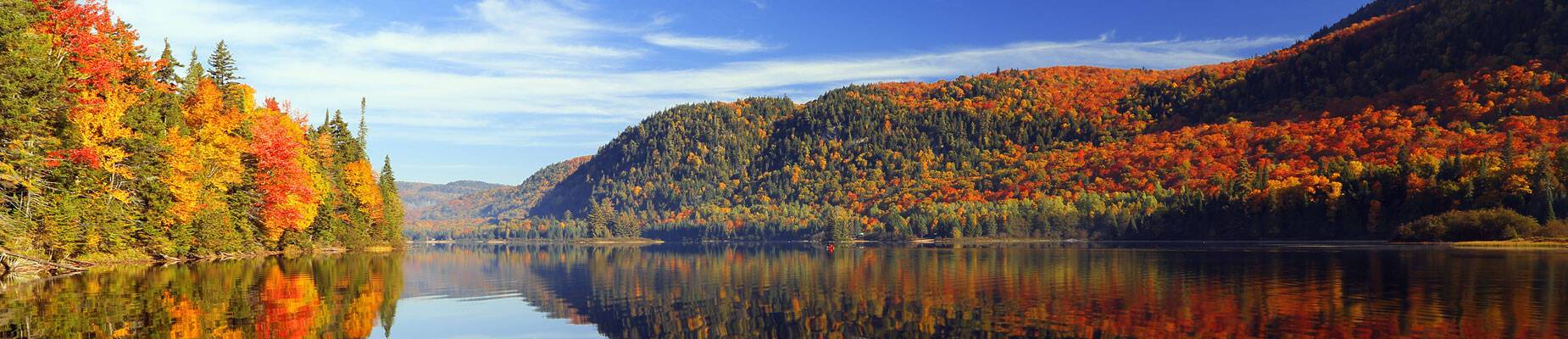 A panoramic image of Canada in the fall