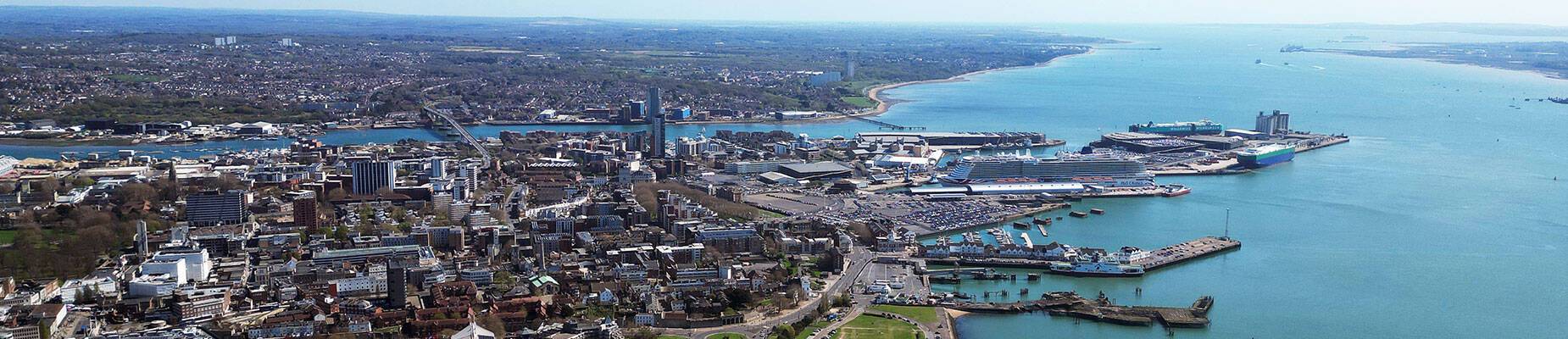 An aerial view of Southampton Cruise Terminal