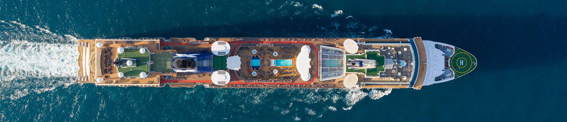 An aerial view of Celebrity Millennium at sea