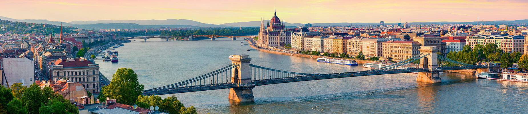 View of the Danube River flowing through Budapest