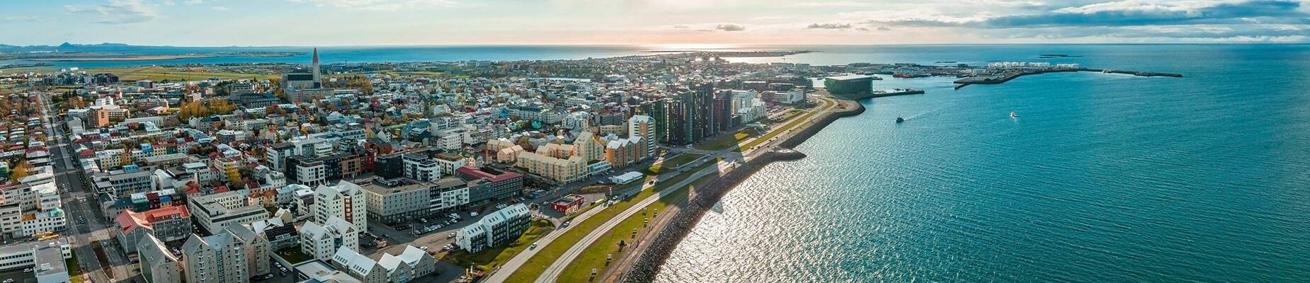An aerial view of Reykjavík