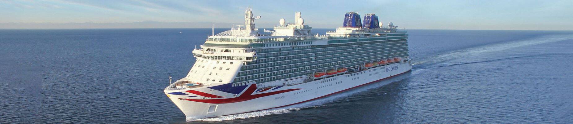 A panoramic image of P&O Cruises' Britannia at sea
