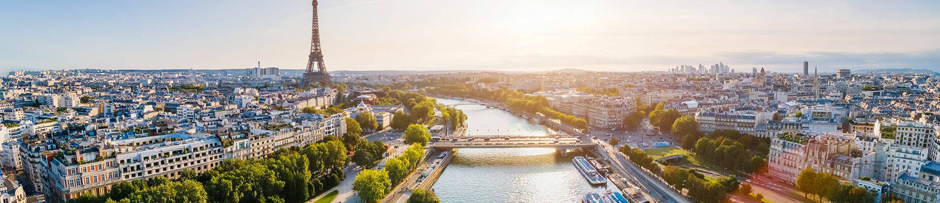 A panoramic view of the Seine River