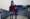 A couple walking on a cruise ship deck