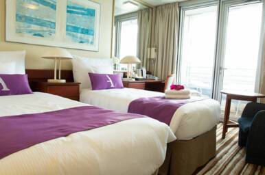 Balcony Cabin Bedroom, Ambience, Ambassador Cruise Line