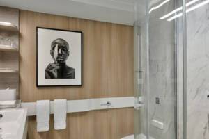 Deluxe Inside Stateroom, Bathroom, Celebrity Beyond. Celebrity Cruises