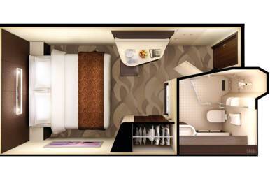 Family Inside Stateroom floor plan, Norwegian Escape