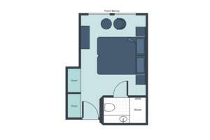 French Balcony Stateroom Floor Plan, River Princess, Uniworld