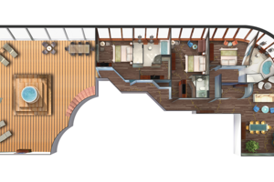 3 Bedroom Garden Villa Living Room Floor Plan, Norwegian Dawn