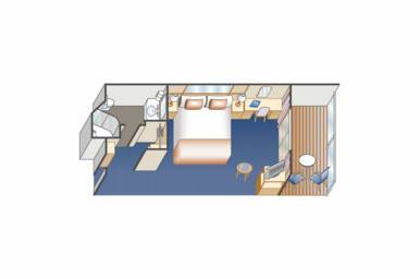 Image based on a Balcony stateroom floorplan - Balcony with an Obstructed View configuration may differ, Discovery Princess, Princess Cruises