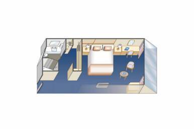 Premium Oceanview stateroom floorplan, Discovery Princess, Princess Cruises