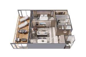 Grand Suite Layout, Seven Seas Grandeur