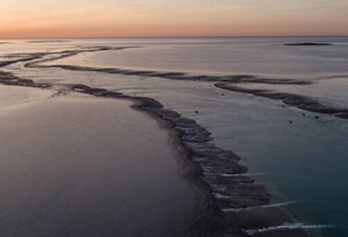 An aerial view over Montgomery Reef