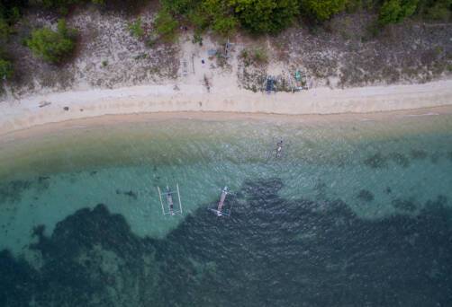 Celukan Bawang, sea and beach birds eye view