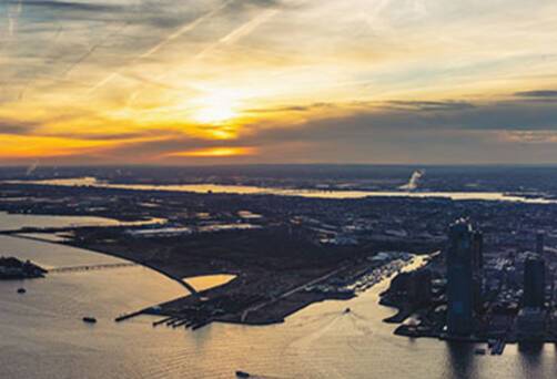 A panoramic aerial view of Cape Liberty