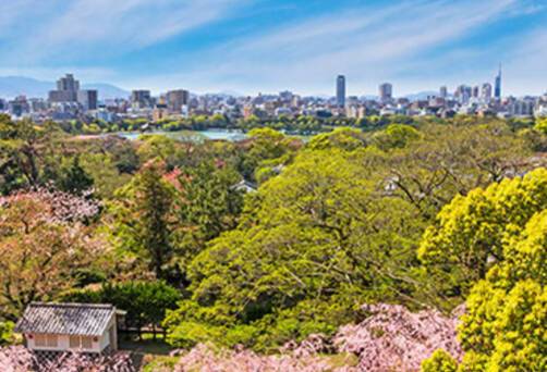 A panoramic view of Fukuoka from the view of Maizuru Park